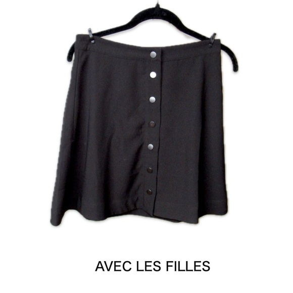 Avec Les Filles Dresses & Skirts - Avec Les Filles Black Mini Skirt Womens 0 Button Down Front